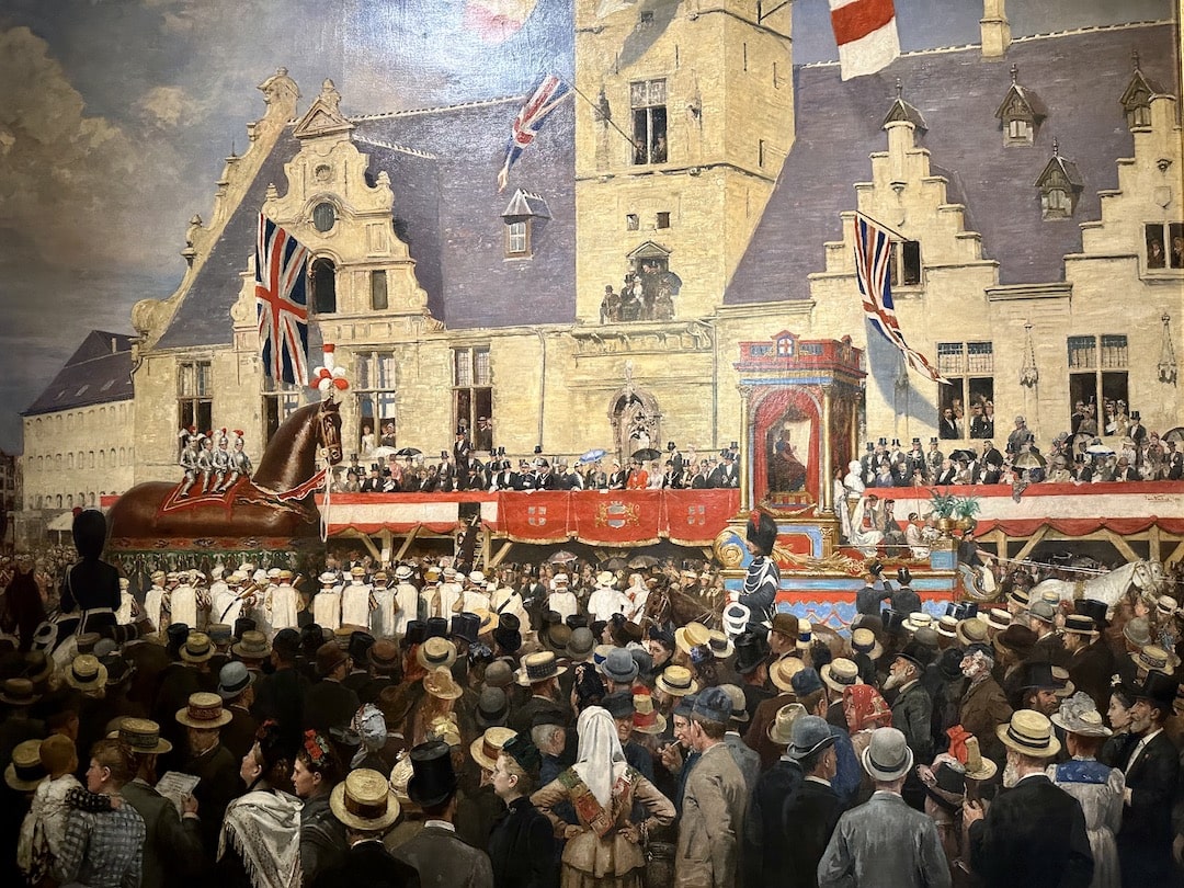 Jan Verhas, Ros Beiaardommegang (1888) à l'hôtel de ville de Termonde.
