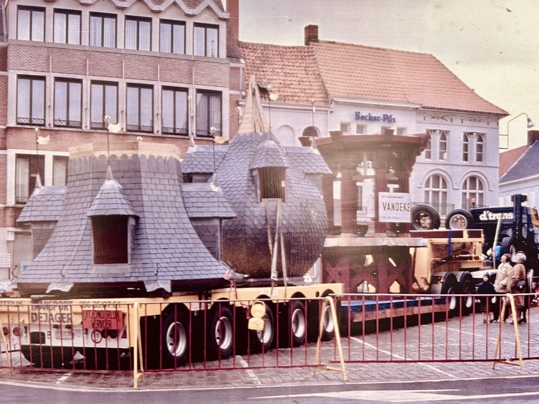 Sommet du beffroi lors de la restauration de 1985